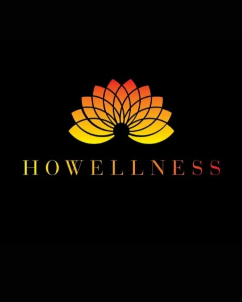 Howellness logo: a gold and orange lotus above the Howellness name on black